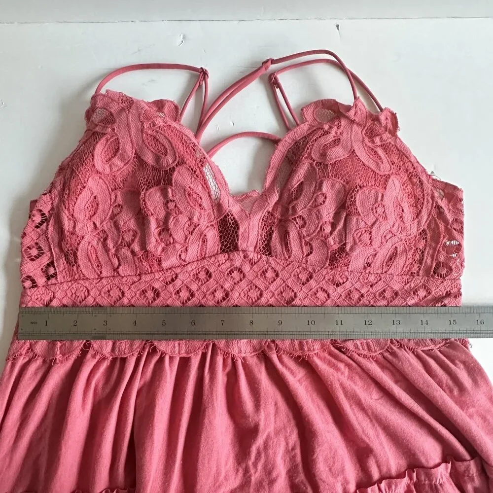 Zenana Babydoll Cami/Dress Womens 3X Pink Lace‎ Crochet Tiered Barbie Boho - Picture 7 of 12